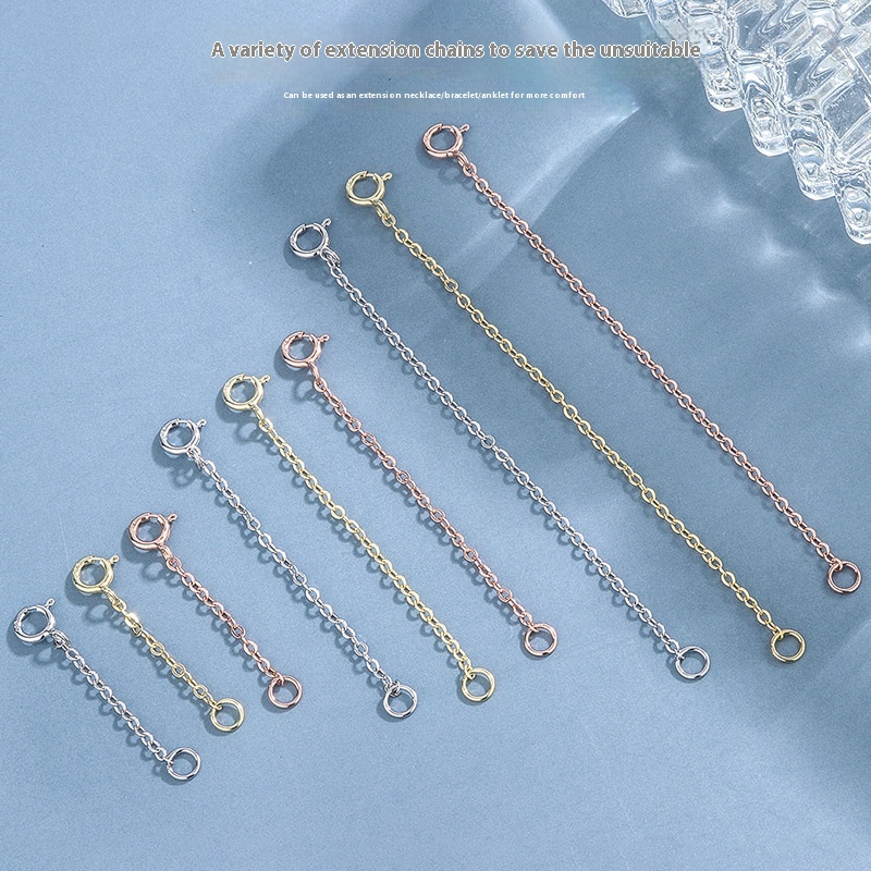 S925 Silver Bracelet Necklace Extension Chain Silver 18K Gold Plating Tail Chain