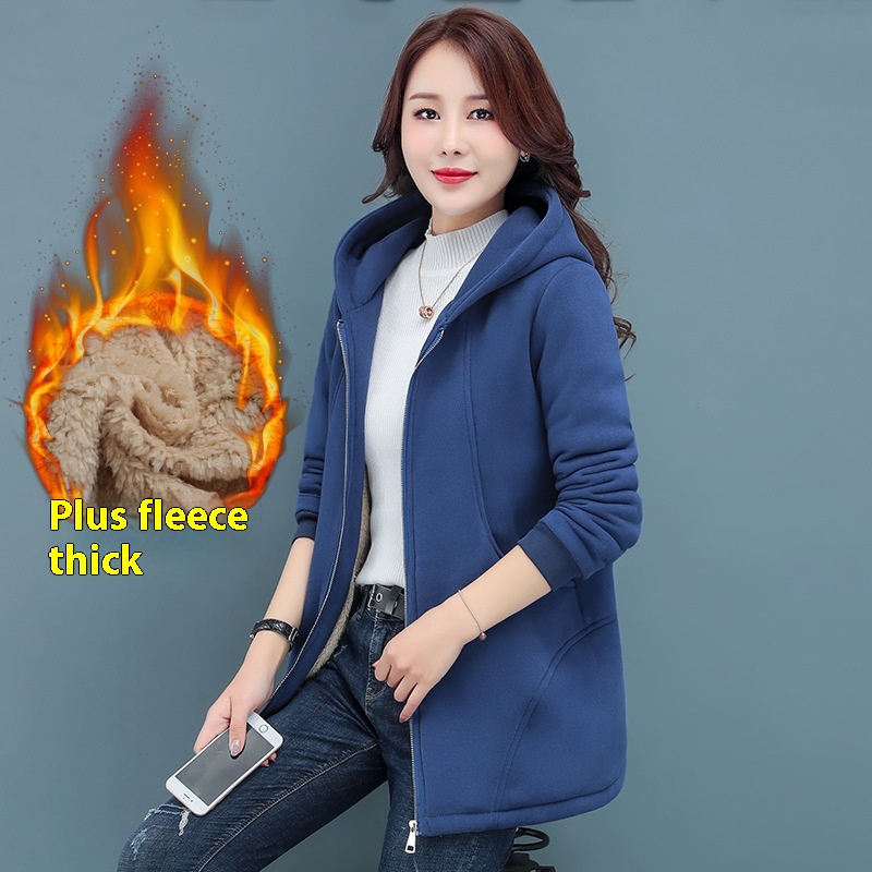 Women's Fashion Thickened Warm Leisure Hooded Trench Coat