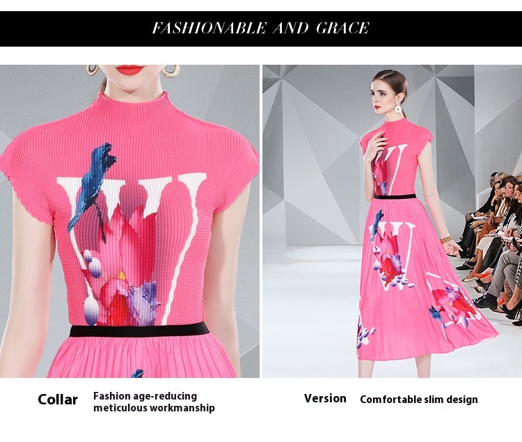 Pleated Two-Piece Skirt Set