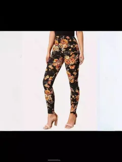 Women's Outer Wear Printed Stretch Slimming Skinny Pants - Flower Colour 2-M - View 1