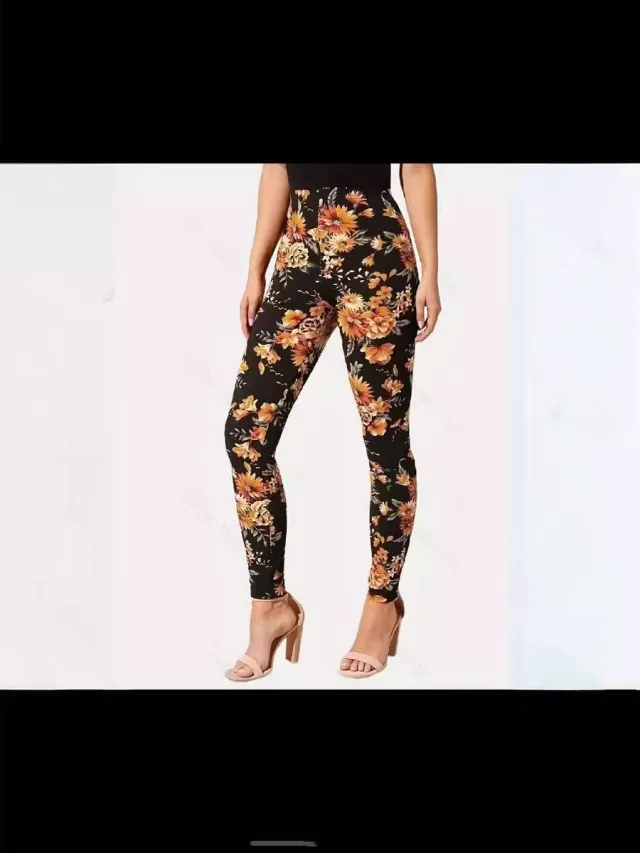 Women's Outer Wear Printed Stretch Slimming Skinny Pants Flower Color 2 M - Shop at LoveMi