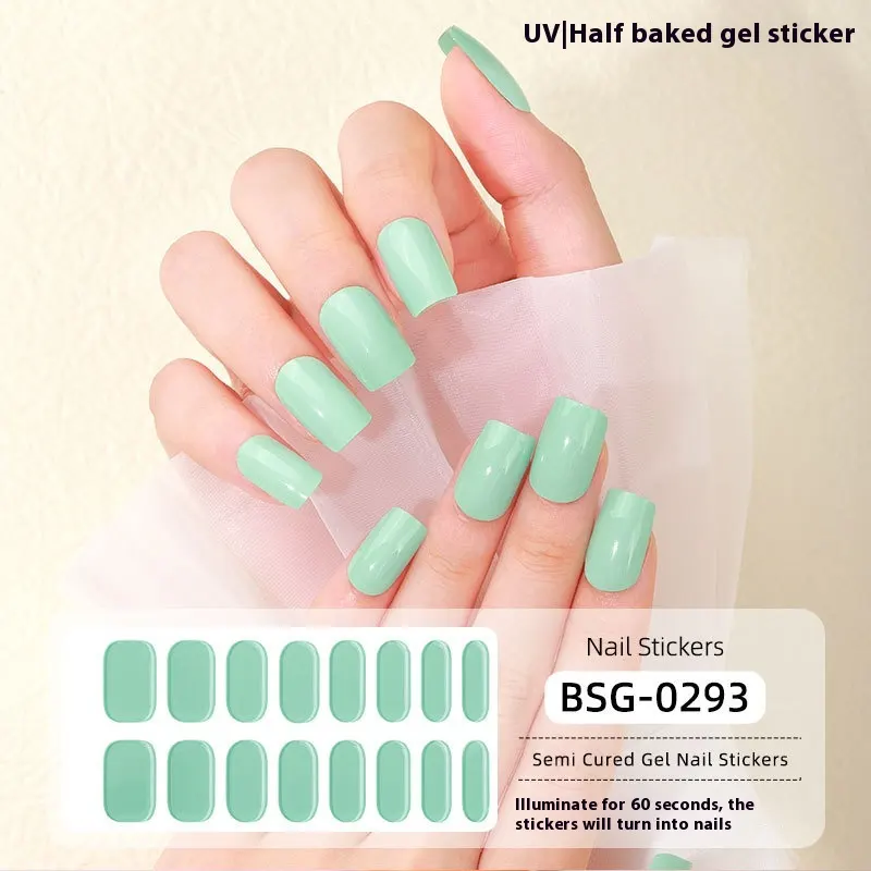 Pure Color UV Gel Nail Sticker Semi-curing Gel Stickers