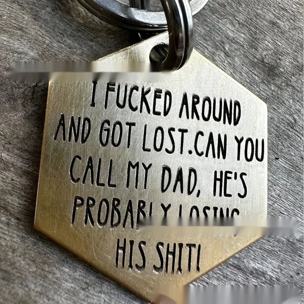 Funny Metal Dog Tag Stainless Steel Marking F I Fucked Arounddad - Shop at LoveMi