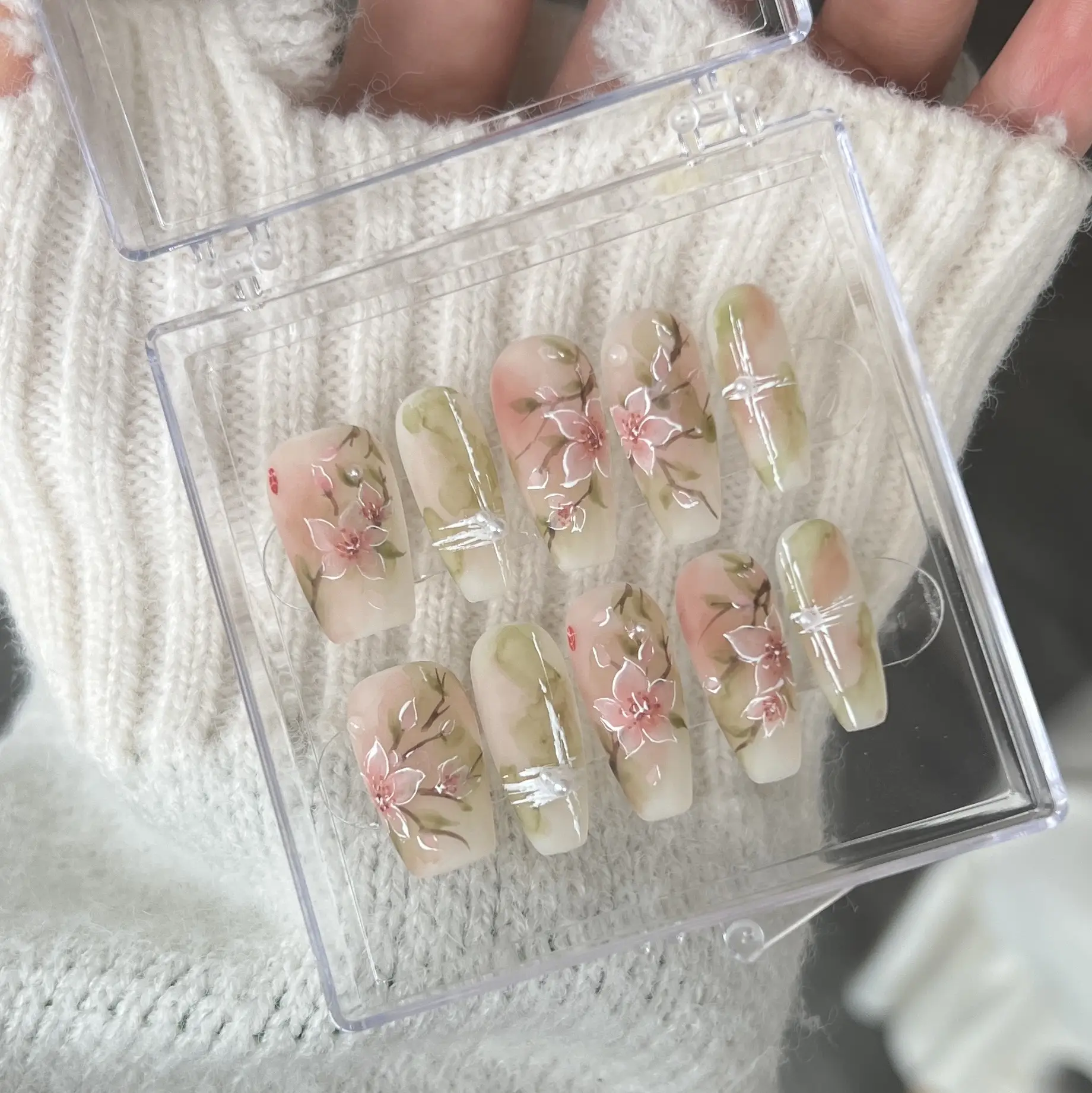 Peach Blossom Frosted Hand Painted Blooming Wear Armor