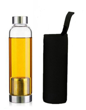 كوب زجاجي للسفر مقاوم للحرارة بتصميم مبتكر لتسرب الشاي