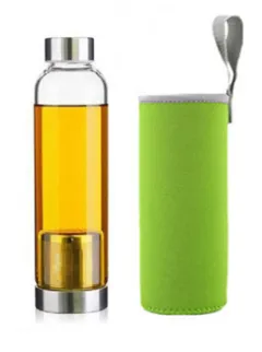 Outdoor heat-resistant tea leak travel creative glass cup - Green - View 1