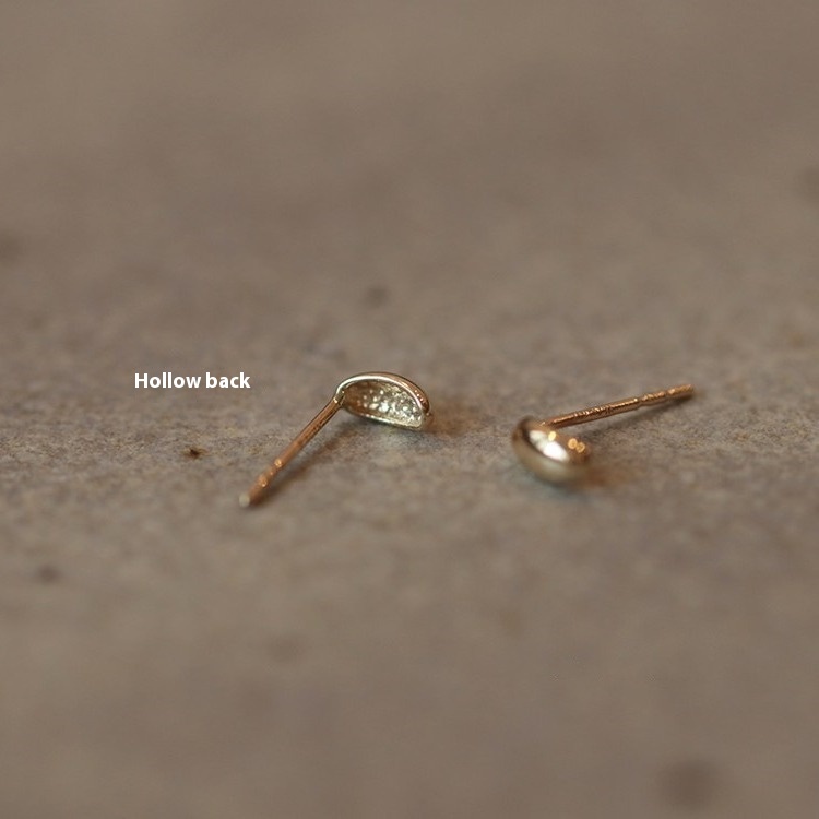 S925 Silver Plating 14k Golden Smooth Oval Mini Ear Studs
