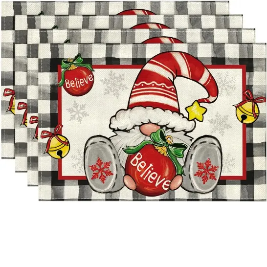 Holiday Decoration Linen Christmas Valentine's Day Mat - Gray
