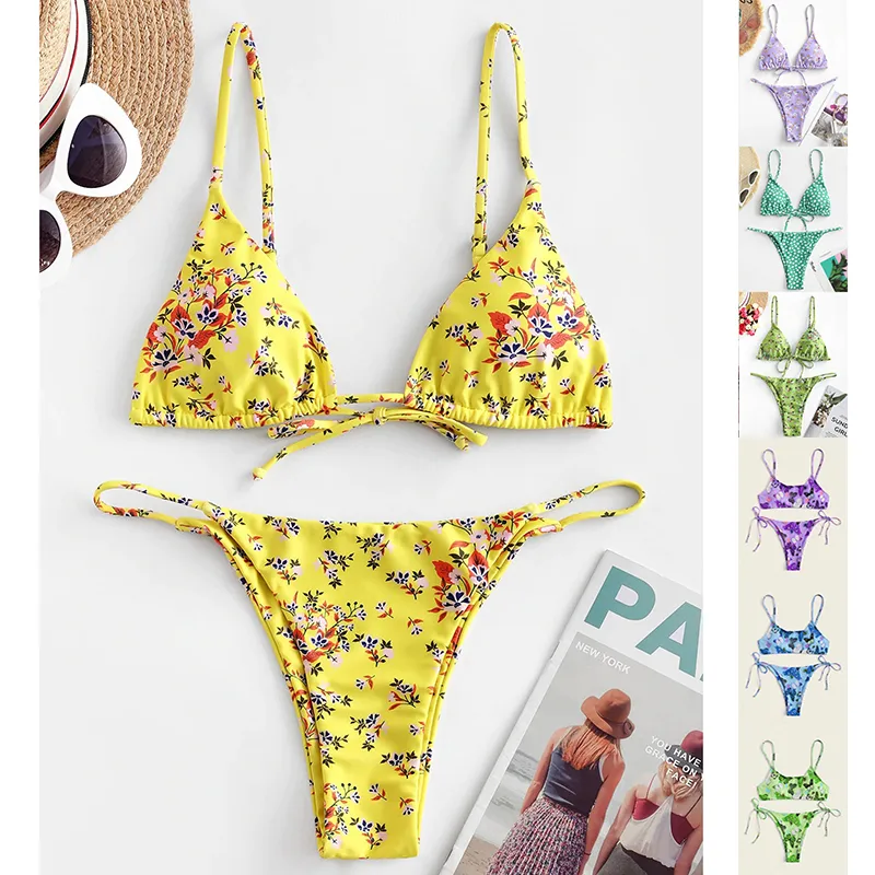 Summer Flowers Print Bikini Sexy Beach Swimming Suit Fashion