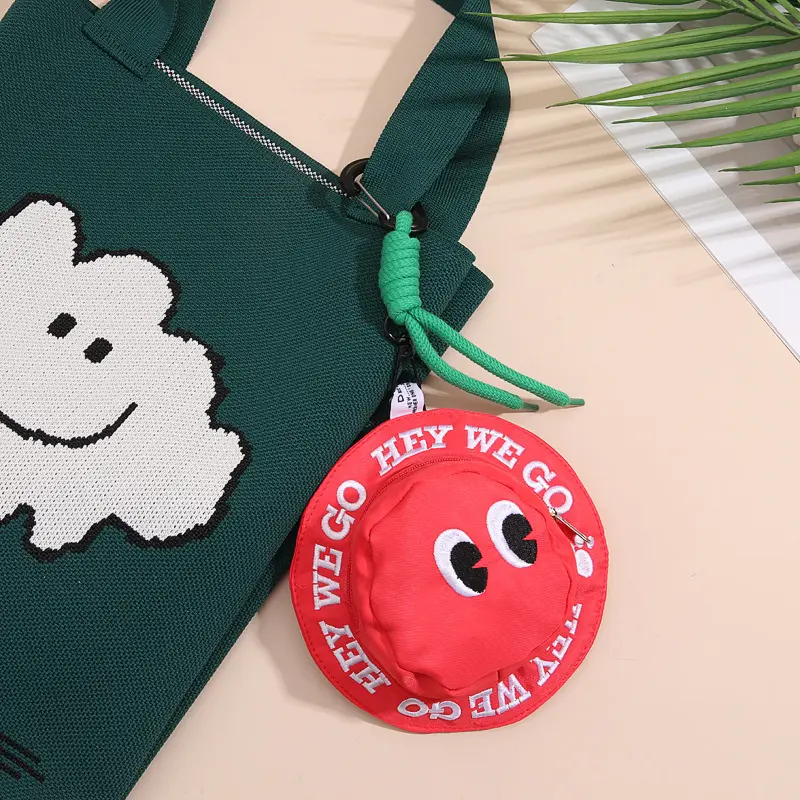 Men's Smiling Face Earphone Bag Small Keychain