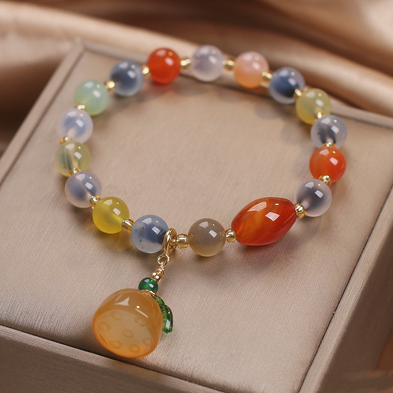 Ethnic Style Original Design Heart Agate Bead Bracelet
