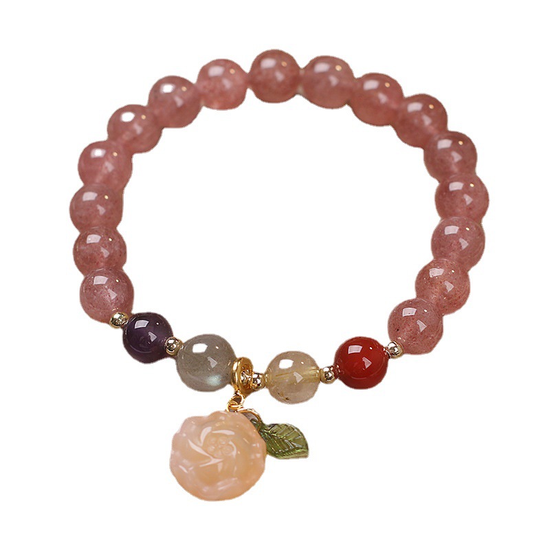 Attracting Male Lucky Strawberry Quartz Bracelet Women's National Fashion Ethnic Style