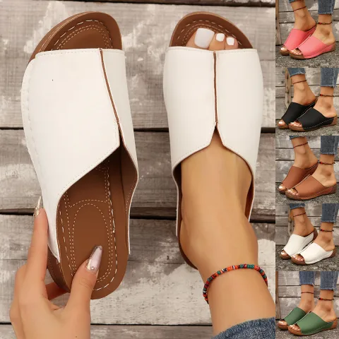 Fashion Solid Wedges Sandals Summer Casual Peep-toe Slippers Outdoor