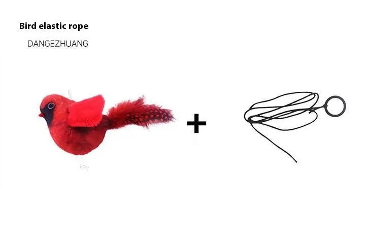 Pet Simulation Bird Sound Plush Toy Can Be Hung - Red Elastic String