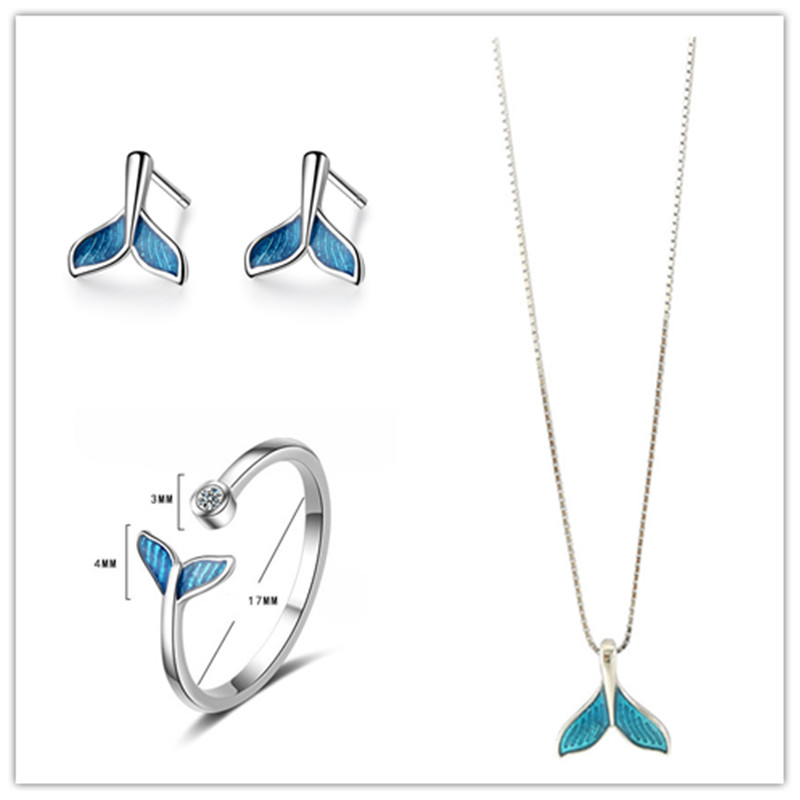 Japan And South Korea Simple Dream Blue Mermaid Tail Necklace Female Sen Fashion Creative Net Red Clavicle Chain Pendant Wholesale