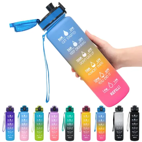 1L Tritan Water Bottle with Time Marker Bounce Cover