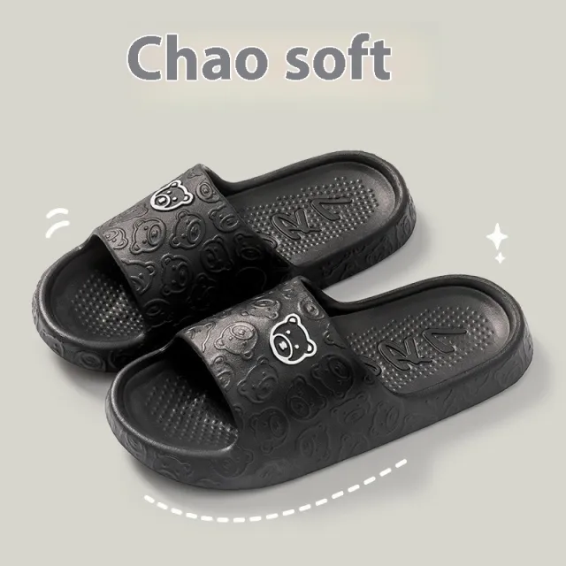 Non slip Slippers Men's Interior Home Soft Bottom Couple Home Bathroom Deodorant Black - Shop at LoveMi