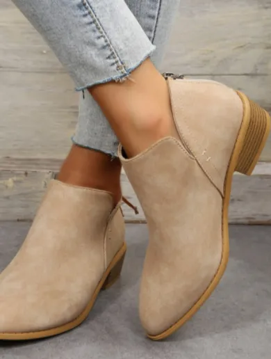 Autumn Women Shoes Retro High Heel Ankle Boots Khaki - Shop at LoveMi
