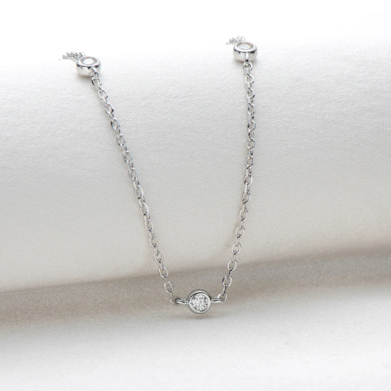 Women's Necklace Twin Style S925 Sterling Silver Rose Gold Clavicle Chain