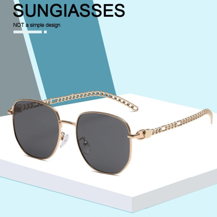 Oval Frame Metal Chain Sunglasses For Women - Image 12