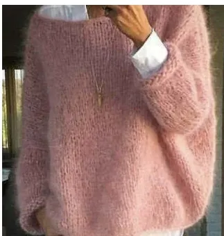 V neck Long Sleeve Vertical Stripes Hollow Loose Fashion Sweater Pink - Shop at LoveMi