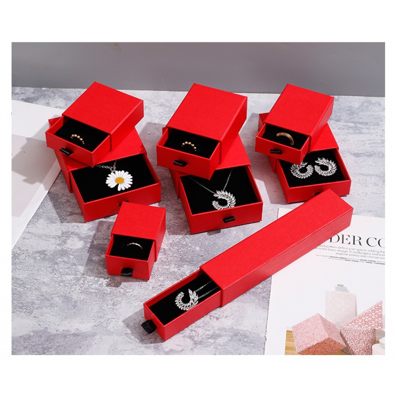 Custom Jewelry Packaging Box for Storage and Gifting. Product Information: Product type: drawer type jewelry box Material: paper Style: Drawer type, pull-out type Applicable scene: indoor Applicable people: female Purpose: Storage Size Information: Differ