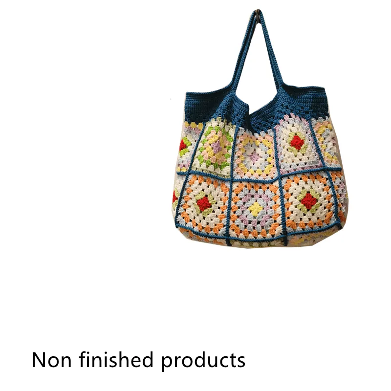 Diy Material All-match Shoulder Summer Autumn New Style Woven Portable Woolen Yarn Bag - Floral