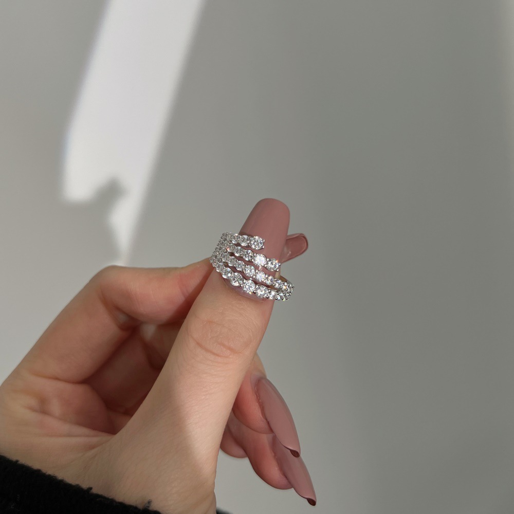 S925 Sterling Silver Women's Niche Ins Affordable Luxury Fashion Zircon Ring