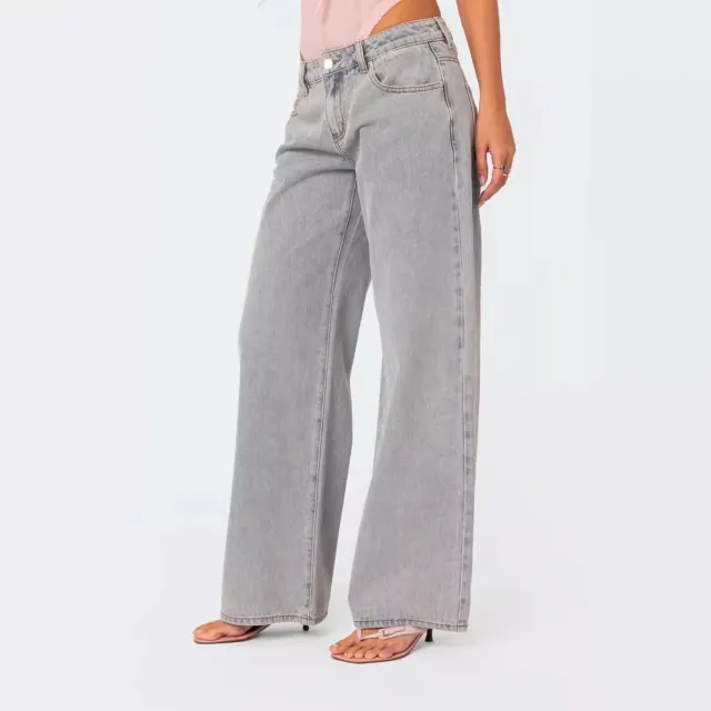 Women's Fashion Loose Retro Printed Jeans Blue - Shop at LoveMi