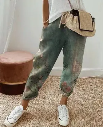 Women's Fashion Cotton Linen Solid Color Casual Pants 3Style - Shop at LoveMi