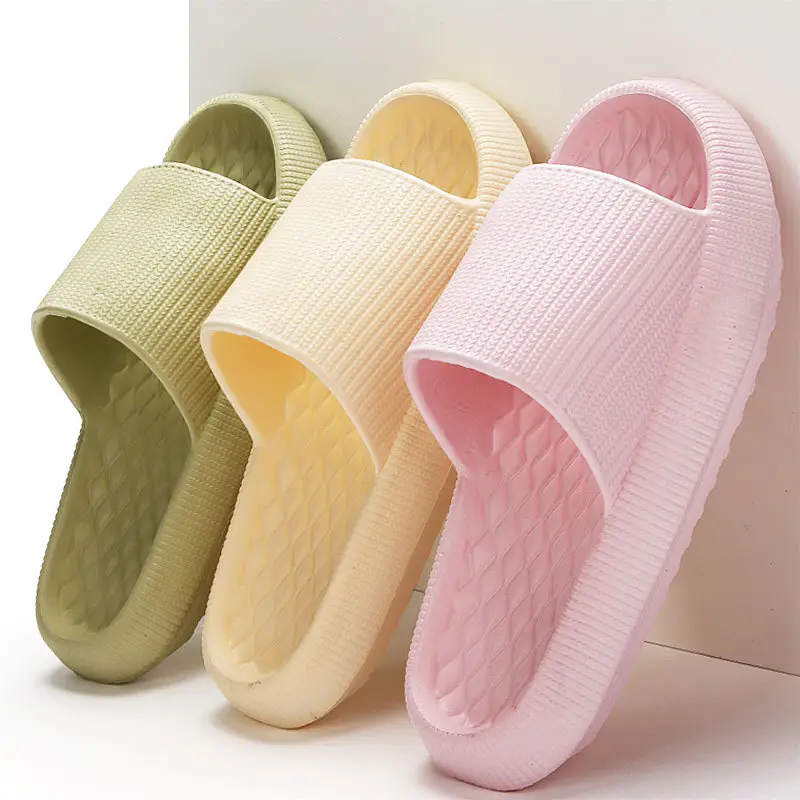 Summer EVA Slippers Solid Color Rhombus Stripe Anti-slip New