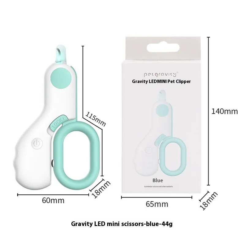Pet LED Labor-saving Cat Nail Scissors - Blue 10Cm