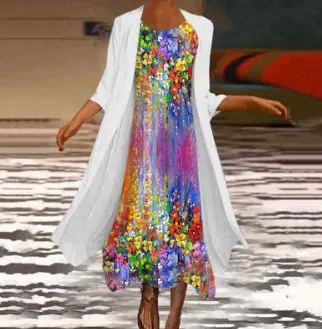 Round Neck Printed Top Summer New Women's Clothing Loose Casual Fashion Dress Stzwsu188725Tp2 - Shop at LoveMi