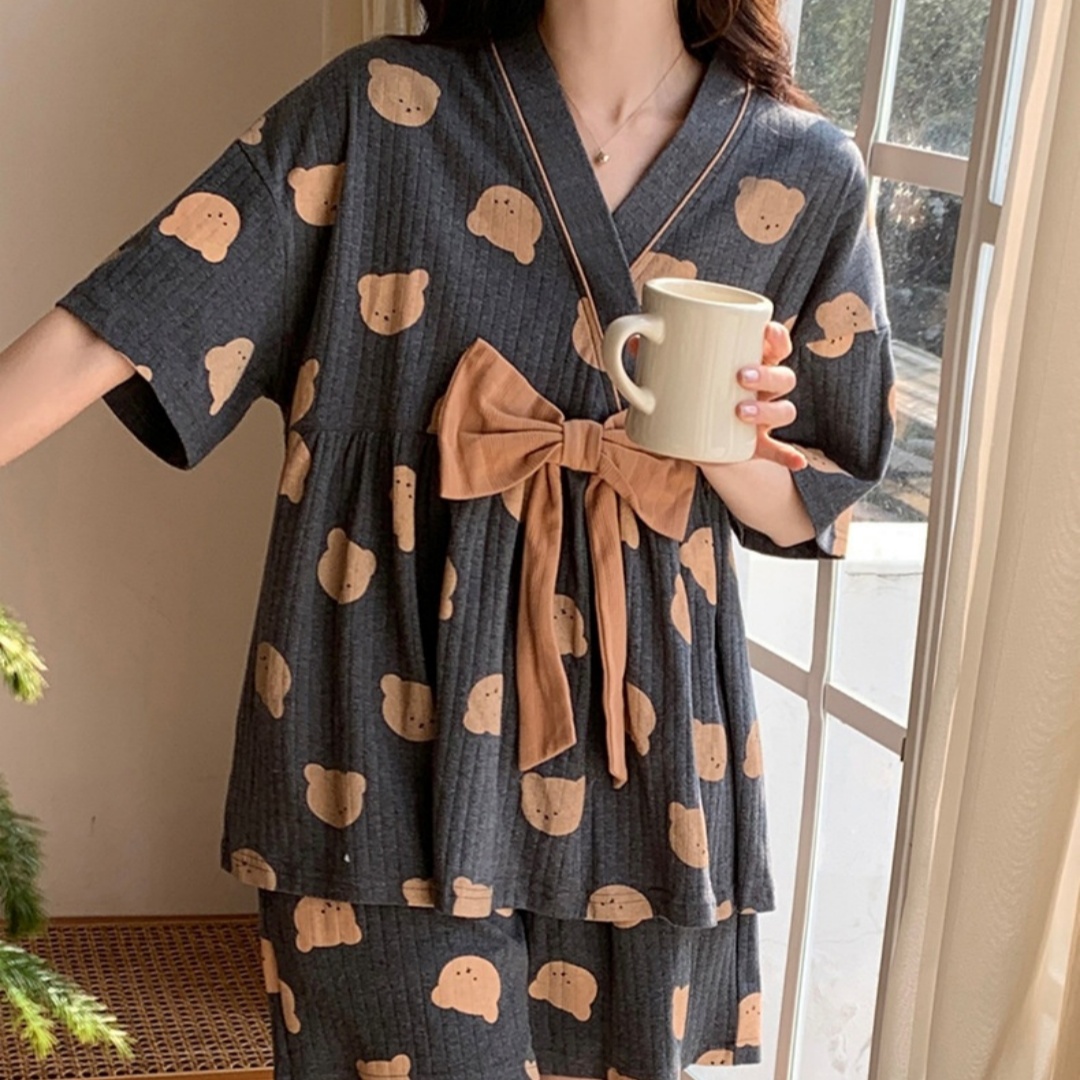 Women's Short Sleeved Cotton Japanese Home Clothing Set