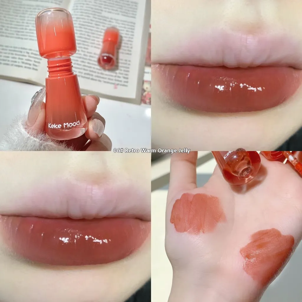 Moisturizing Mushroom-shaped Haircut Mirror Lip Lacquer Water Light Full Lips Moisturizing - 06 Retro Warm Orange Frozen