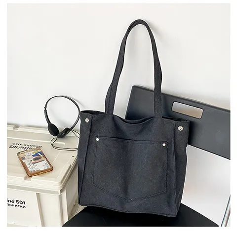 Women's Artistic Simple Vintage Canvas Bag Black - Shop at LoveMi