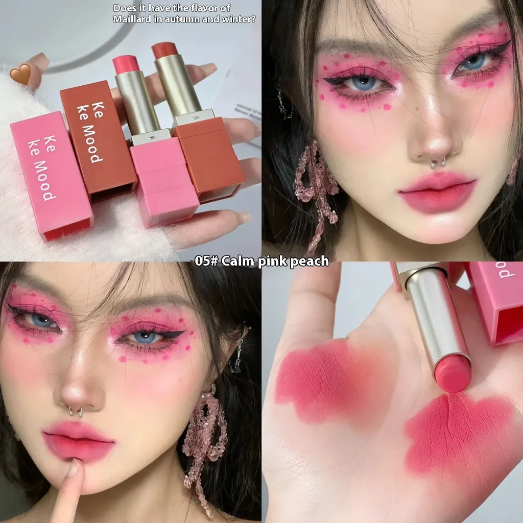 Matte Finish Lipstick Lip Balm Autumn And Winter Velvet White Light And Plain Long-lasting - 05 Calm Peach Pink
