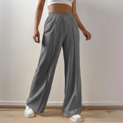 Women's Loose Casual Trousers Comfortable Home - Silver - View 1