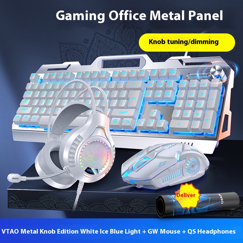 Blue Keyboard Mouse Headset