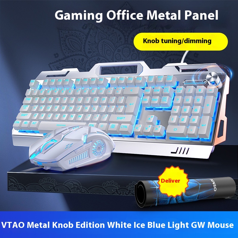 White Blue Keyboard And Mouse