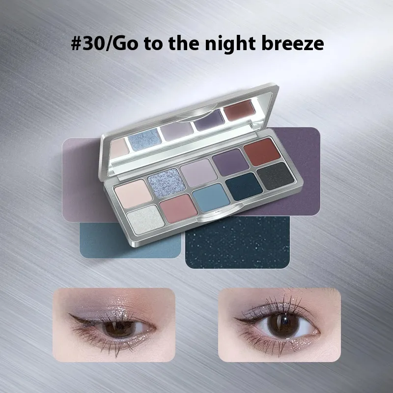 Ten Color Eyeshadow Matte Thin And Glittering Blue Eye Shadow Plate - Bd 301 To Blow The Night Wind