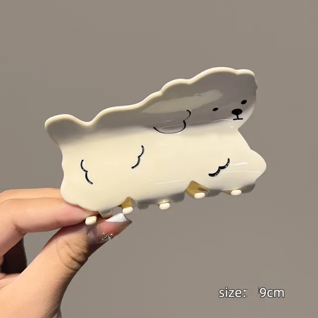 Korean Style Acetic Acid Little Dog Grab Clip Female Lazy Style Ins Clip Headwear White Dog - Shop at LoveMi