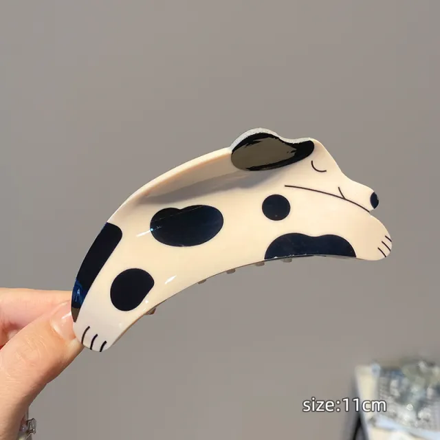 Korean Style Acetic Acid Little Dog Grab Clip Female Lazy Style Ins Clip Headwear Black Spots Dog - Shop at LoveMi