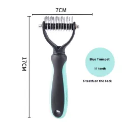 Double-sided Stainless Steel Pet Hair Unknotting Comb - New Blue Colour Small Size - View 1