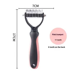 Double-sided Stainless Steel Pet Hair Unknotting Comb - New Style Pink Small Size - View 1