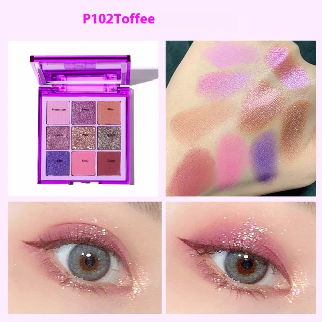 Nine Colors Eye Shadow Plate Stage Makeup Sequins Makeup Matte Orange Earth Tone Eyeshadow P102 Toffee - Shop at LoveMi
