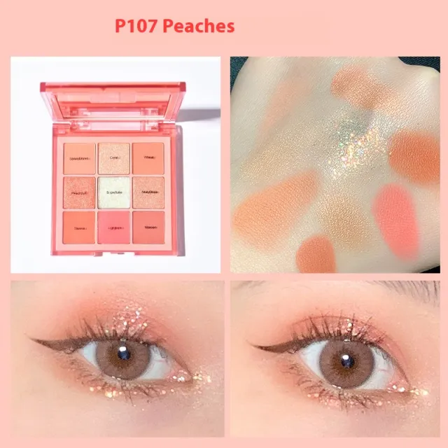 Nine Colors Eye Shadow Plate Stage Makeup Sequins Makeup Matte Orange Earth Tone Eyeshadow P107 Peach Disk - Shop at LoveMi