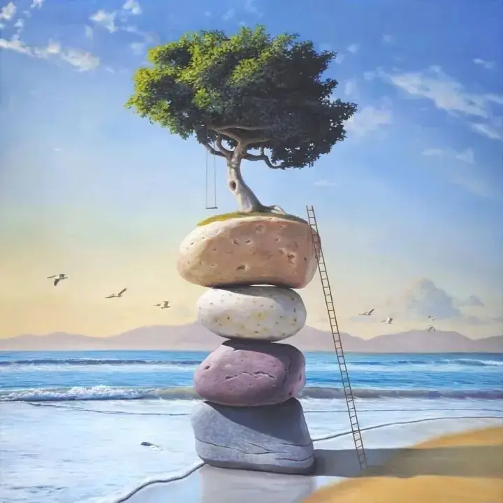 Digital Painting Stone Mountain Modern Home