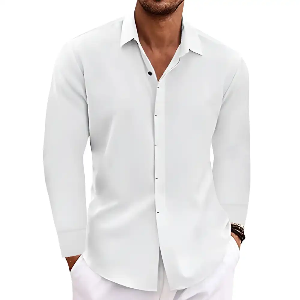 Long Sleeve T-shirt Undershirt Solid Color Cotton Linen Shirt