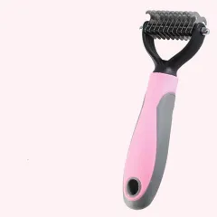 Pets Fur Knot Cutter Dog Grooming Shedding Tools Pet Cat Hair Removal Double-sided Comb Brush - Ad903 Small Pink - View 1
